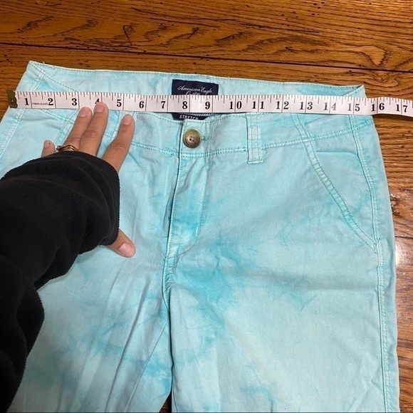 american-eagle Mint Green Marbled Rolled Crop Sz4 - Picture 7 of 8